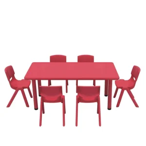 Multifunctional PP Plastic Indoor Kindergarten Dining Table 6 School Canteen Equipment Children’s Table Manners Training