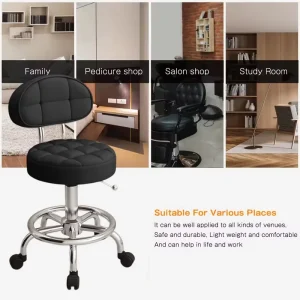 Multiple Color Options 360° Rotating Barber Chair Backrest Rolling Stools for Salon Barbershop Stainless Adjustable Height