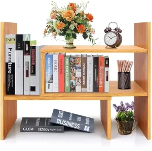 Multipurpose Bookshelf Display Shelf Rack Adjustable Desktop Storage Shelf Counter Top Bookcase Storage Shelf