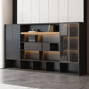 Musen Model 712 Modern MDF Filing Cabinet with Modular Design Key Lock Double Door Sliding Bookshelf for Home Office School Use