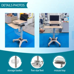 NBR CT 18A Medical Cart Height Adjustable Laptop Stand Ergonomic Trolley for Hospital Nursing Station Multifunctional