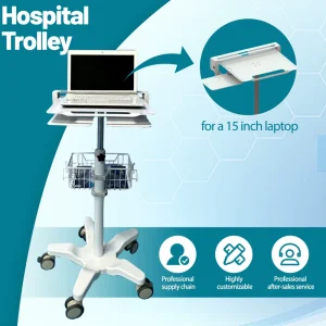 NBRIDGE Pneumatic Lifting Height Adjustment Laptop Cart Medical Workstation Medical Rolling Stand