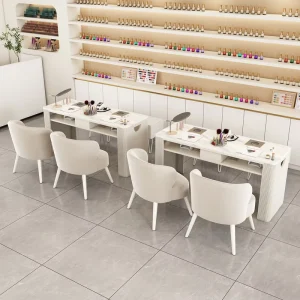 Nail Desk with Built in Vacuum Cleaner Sintered Stone Manicure Table Set for Beauty Salon Furniture