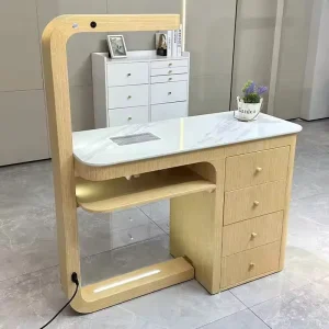 Nail Salon Furniture Manicure Table Manicure Table and Chair Set Luxury White Nail Table with Lamp