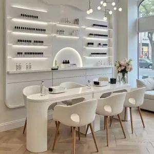 Nail Table Manicure Table and Chair Set Luxury Beauty Salon Manicure Table with Dust Collector Nail Tech Desk Lamp Nail Station