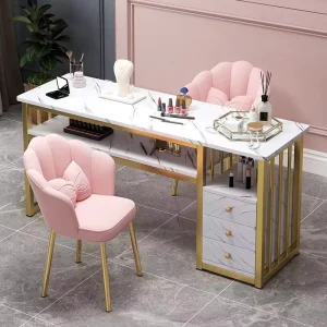 Nail Tables Are Acetone Resistant and Come with Metal Frame Nail Salon Stations and Beauty Storage Boxes