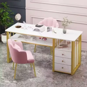 Nails Bar Station Salon Furniture Wood Nail Tables Nail Desk Manicure Table with Chair Modern Customized