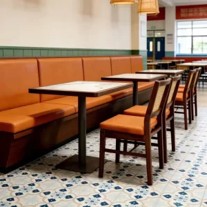 Nanyang Style Retro Restaurant Solid Wood Booth Seating Commercial Western Style Dining Room Tea House Hotel Table and Chair Set