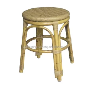 Natural Bamboo Color Patio Balcony Kitchen Bar Chair Aluminium Metal Weaving Rattan Bar Chair Outdoor Bar Stool
