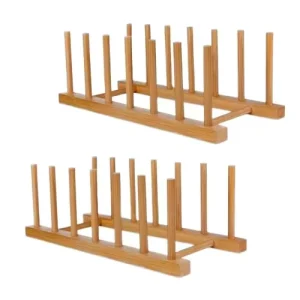 Natural Bamboo Dish Drying Rack Multi Purpose Kitchen Plate Holder Pot Lid Organizer Book Magazine Storage Rack for Home Office