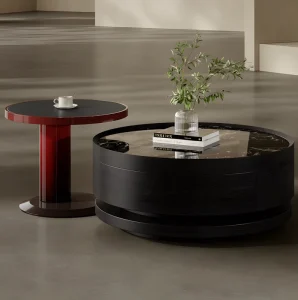 Natural Luxury Stone Minimalist Round Coffee Table Set Eco Friendly Durable Easy to Clean Modern Design for Living Room