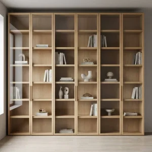 Natural Modern Wood Bookcase Minimalist Eco-Friendly Bookshelf for Home Office Living Room Display Cabinet