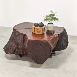 Natural Shape Top Live Edge Litchi Large Rustic Wood Restaurant Dining Coffee Table