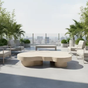 Natural Travertine Modern Decorative Beige Coffee Table for Living Room Home Furniture