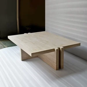 Natural Travertine Modern Durable Decorative Beige Coffee Table Furniture Luxury Style Living Room