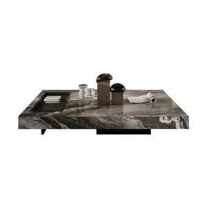 Natural Venice Brown Marble Coffee Table Low Profile Square Design