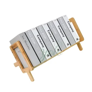 Nature Bamboo Desktop Bookcase Shelf Organizer Small Display Stand Storage Magazine Books for Living Room Decorative