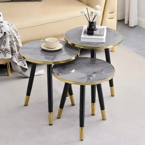 Nest Coffee Table Set of 3 Metal Modern Sofa Center Stainless Steel Gold Round Coffee Tables for the Living Room