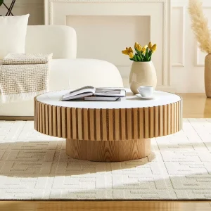Nesting Round Sintered Stone Tabletop Modern Drum Coffee Table Luxury Circle Coffee Table for Apartment