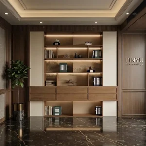 Neutral Two Tone Glass Bedroom Furniture Wardrobe Closet Serviced Apartment Detachable Light Combined Drawer Storage Modular
