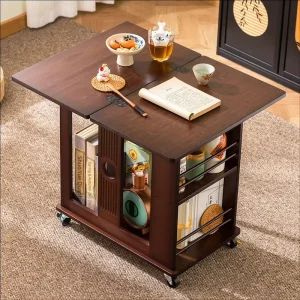 New Arrival Home Mobile Coffee Table Foldable Bamboo Side Table Small Apartments Living Rooms Mid Century Modern Minimalist