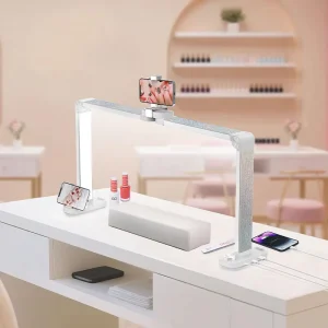 New Arrivals Foldable Nail Table Lamp Adjustable Warm White Light Eye Protection Desk Lamp With Phone Holder