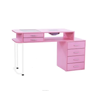 New Arrivals Pink Salon Furniture 12 Small Storage Squares Manicure Table with Drawers for Nail Shop