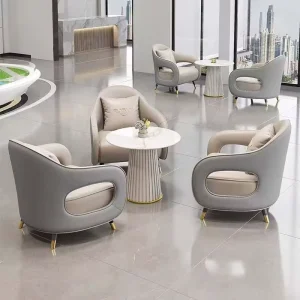 New Arrivals Simple Light Luxury Modular Sectional Office Sofa Set Arm Chair Modern Synthetic Leather High Density Sponge Living