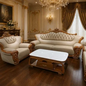 New Chinese Uginwood Leather Sofa High end Living Room Modern Simple Villa Luxury First Layer Cowhide Sofa Combination