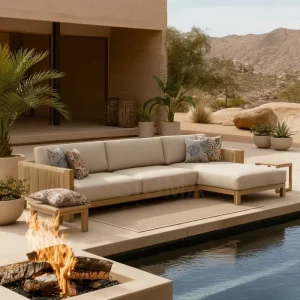 New Collection Teak Frame Rattan Rope Weave Sofa Set Outdoor Garden Villa Furniture