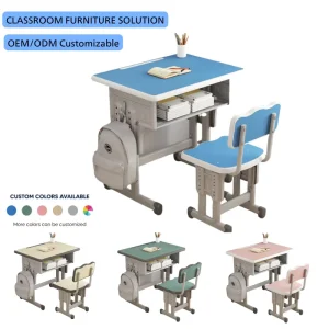 New Comfortable Eco friendly Metal Student Desk Chair Sets for Classrooms Height Adjustable School Furniture for Children’s
