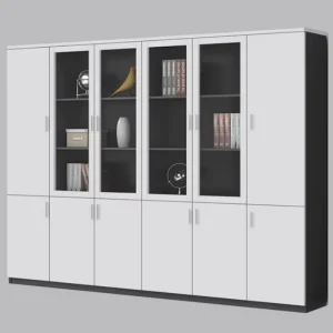 New Customized Durable Adjustable Modern Luxury Wooden Office Filing Cabinet with Lock and Glass Doors