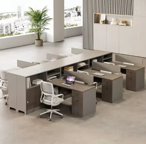 New Customized Modern Cubic Wooden Office Desk Workstation Commercial Furniture with Panel Style Partition for Staff Work