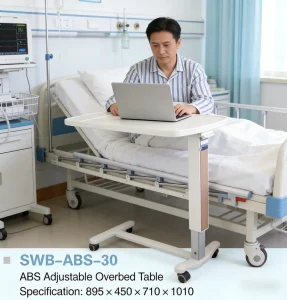 New Design Abs Movable Hospital Bed Side Dining Over Bed Table