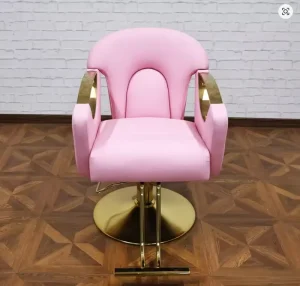 New Design Barber Chairs Pink 360° Rotatable Hydraulic Lift Customizable Hair Salon Commercial Furniture