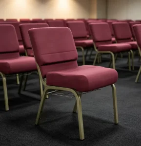 New Design Comfortable Stackable Metal Legs Fabric Padded Seat Church Furniture Chairs