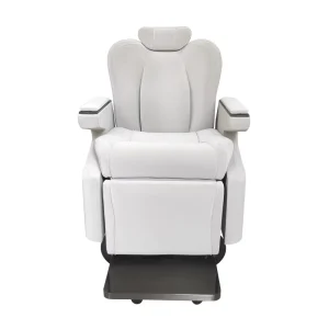 New Design Electric Iron Salon Barber Chair Modern Commercial Use Customized Color Synthetic Leather Seat Footrest No