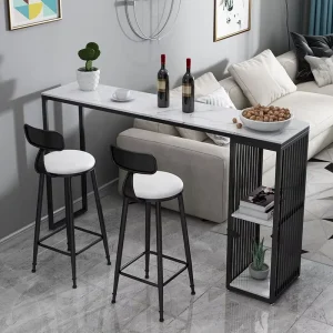 New Design Fashionable Long High Industrial Vintage Marble bar Table