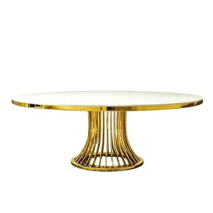 New Design Hotel Banquet Event Table Golden Stainless Steel Wedding Table for Hotel