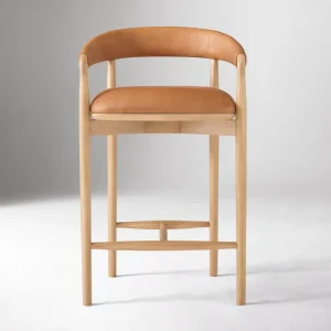 New Design Indoor Bar Furniture Open Barrelback Leather Bar Chairs