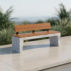 New Design Metal Bench Wood Grain Solid Wood Outdoor Seating for Rooftop Terrace Municipal Plaza Street University Campus