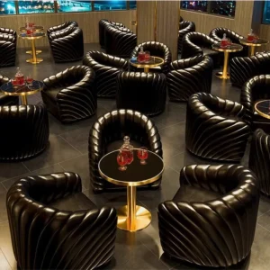 New Design Modern Bar Furniture Comfortable Cafe Sofa Leisure Chair Wine Bar Nightclub Cigar Club Single Black Leather Armchair