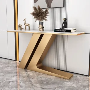 New Design Modern Living Room Tables Sintered Stone Marbles Top Gold Stainless Steel Console Table Luxury Design