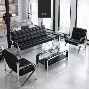 New Design Modern Luxury Sofa Top Design Office 3 Sets Black Waiting Chair