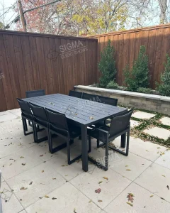 New Design Modern Outdoor Aluminum Alloy Rectangular Dining Table and Chairs Set Waterproof Garden Furniture