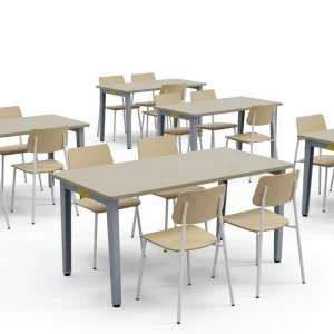 New Design Modern Rectangular Coffee Bar Restaurant Dining Table and Chair Set with Steel Frame Eco Friendly Durable