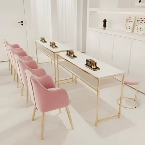 New Design Nail Care Station Large White Manicure Table Wooden Color Technician Metal Manicure Table