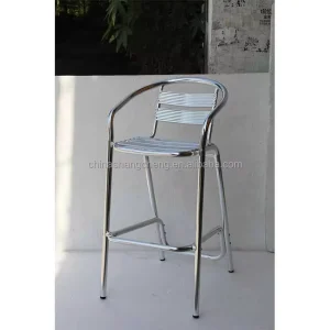 New Design Outdoor Anodized Shining Finish Aluminium Hotel Patio Garden High Bar Armrest Stools