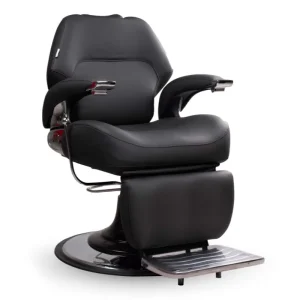 New Design PU Foam Luxury Black Barber Chair Leather Seat Reclining 360 Rotation Hydraulic Height Adjustment Massage Function
