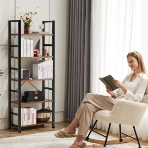 New Design Stable Display Multi Functional Bookcases Modern Simple Wood Metal 5 Tiers Stand Living Room Furniture Book Shelf